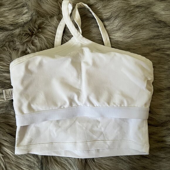 柳歌带胸垫交叉吊带 LIULGGOER Women Cross Crop Top with Built in Bra, White, Size M - Picture 3 of 5